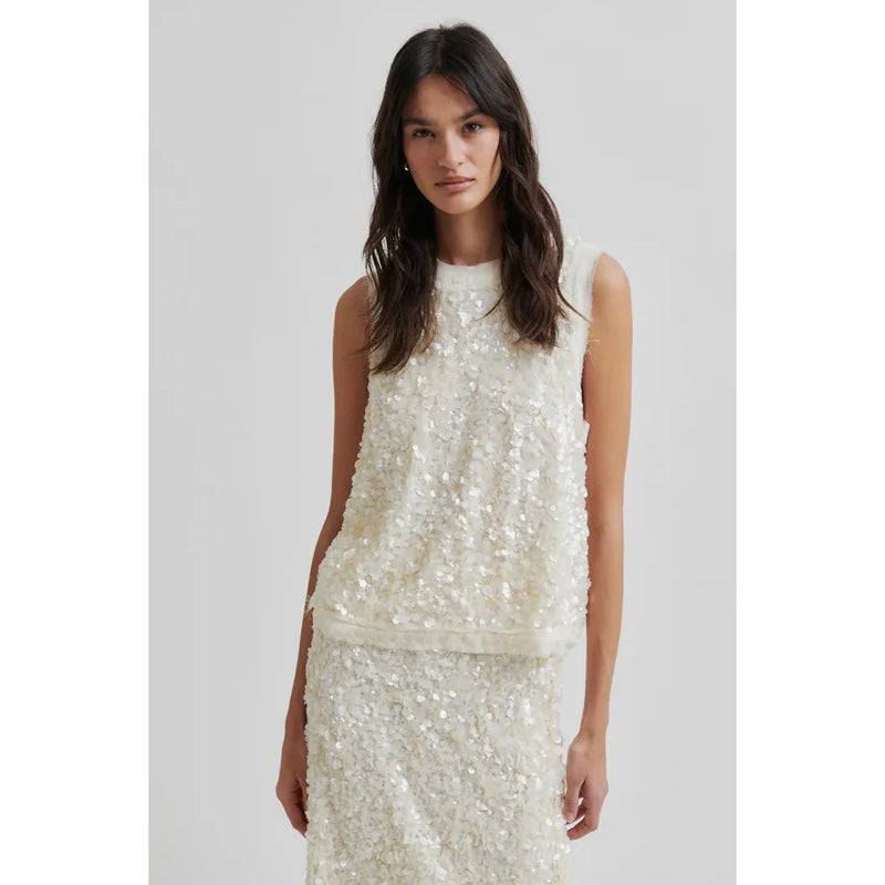 Shiny Top Cream Sequin