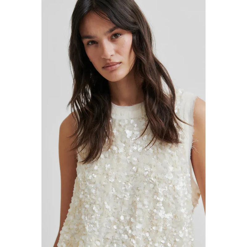 Shiny Top Cream Sequin