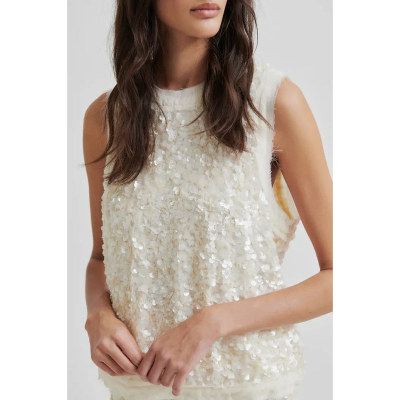 Shiny Top Cream Sequin