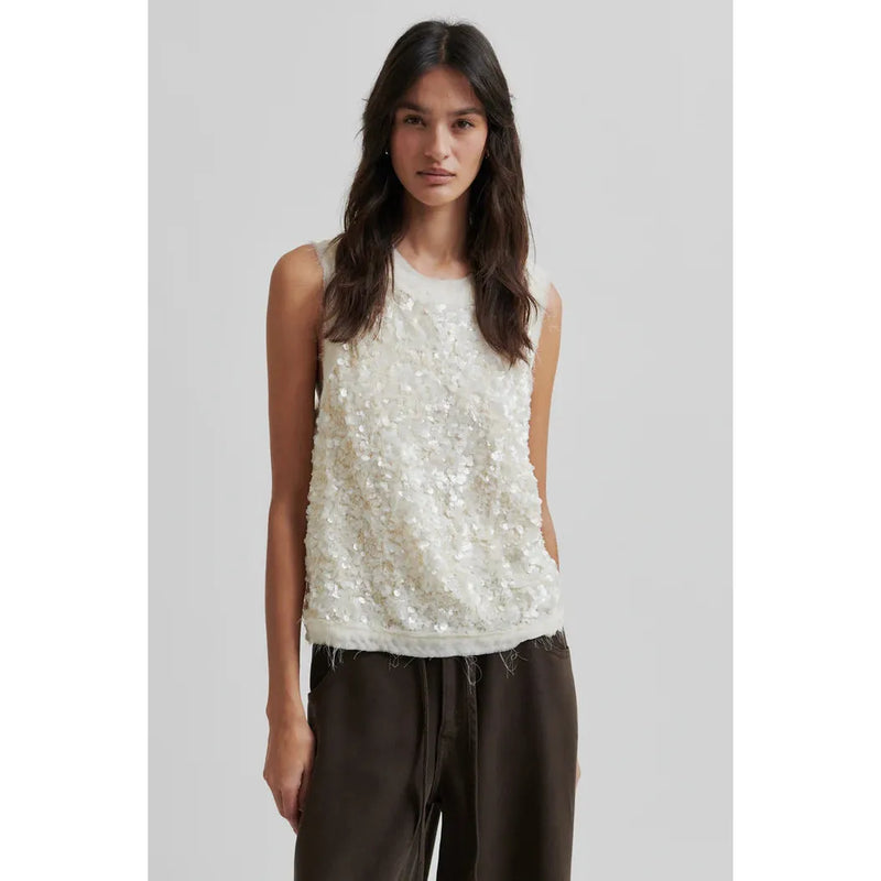 Shiny Top Cream Sequin