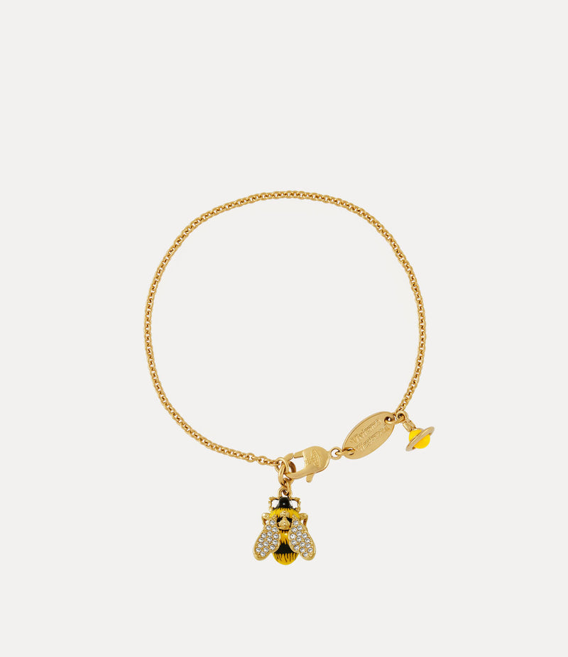 Bumble Bee Bracelet Gold/White Crystal