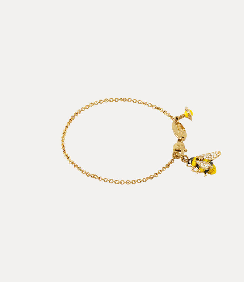 Bumble Bee Bracelet Gold/White Crystal