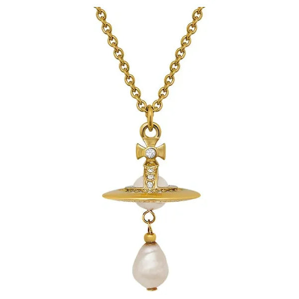 Aleksa Pearl Pendant Gold/Creamrose Pearl/Pink CZ