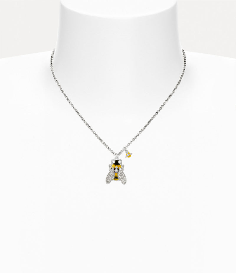 Bumble Bee Pendant Platinum/White/Crystal