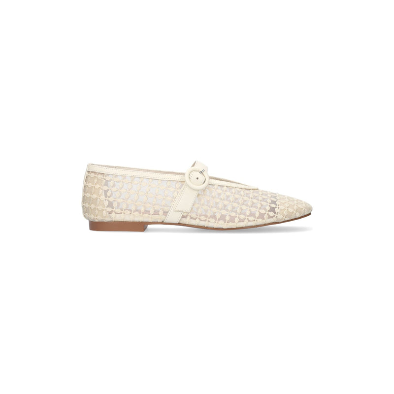 Naila Flat Mesh Ballet Pump Off White