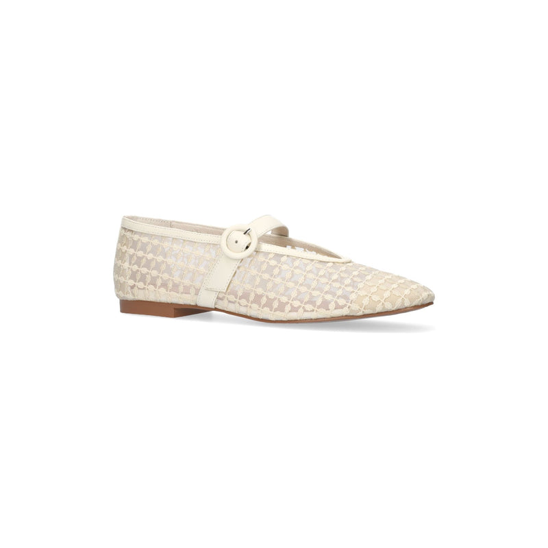 Naila Flat Mesh Ballet Pump Off White