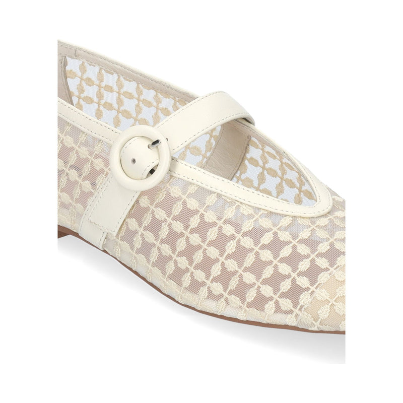 Naila Flat Mesh Ballet Pump Off White