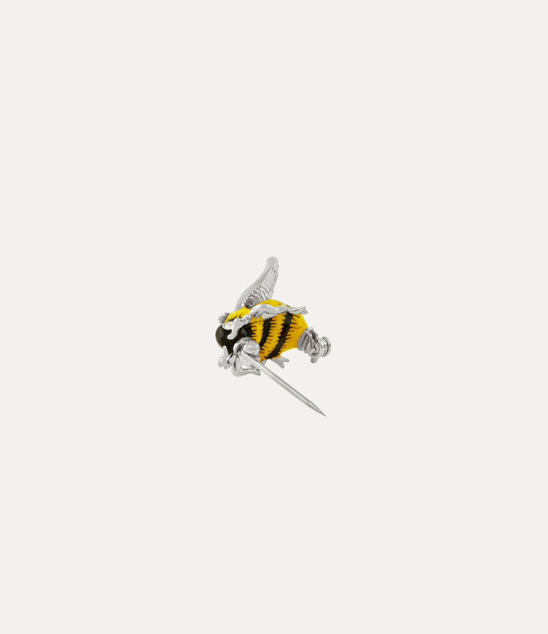 Bumble Bee Brooch Platinum/White/Crystal