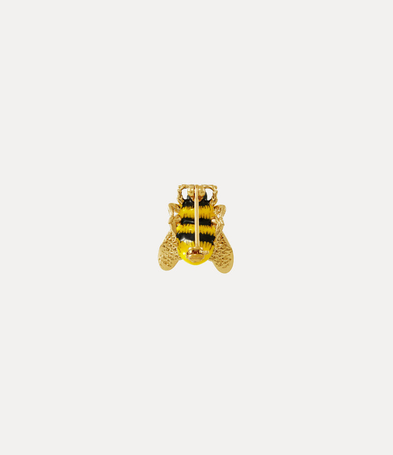 Bumble Bee Brooch Gold/White Crystal