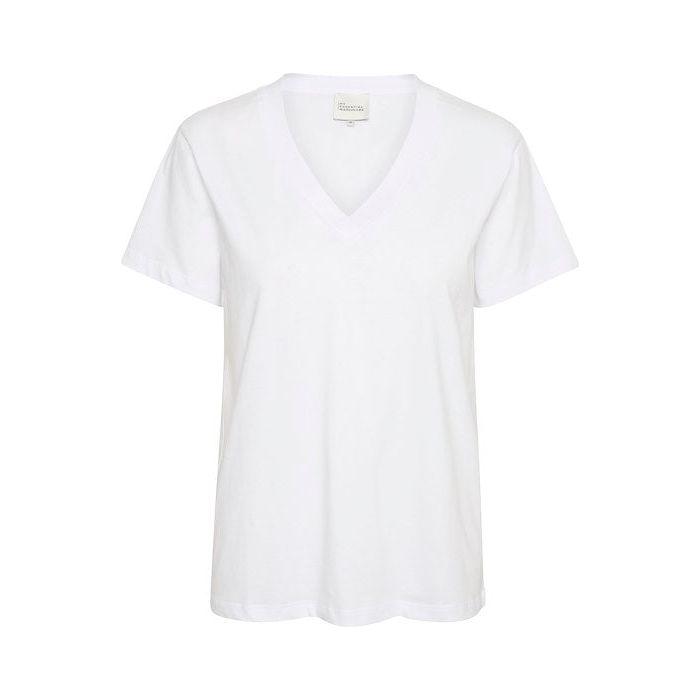 Hanne V-Neck Tee White - AgathaBoutiqueLtd