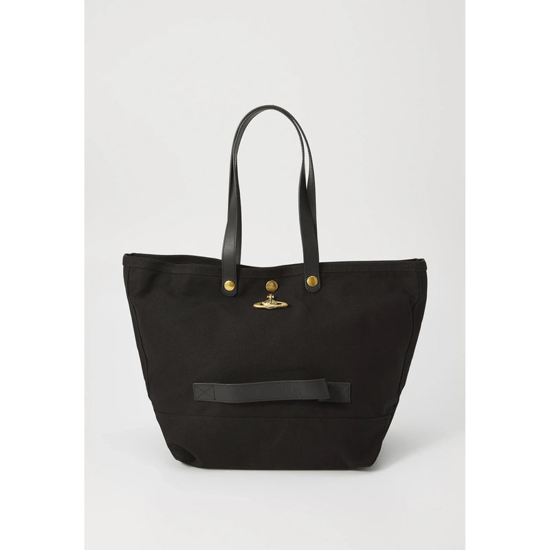 Utility Cotton Canvas Small Shopper Black