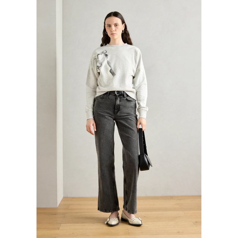 Bow Artwork Relaxed Sweatshirt Light Grey Melange