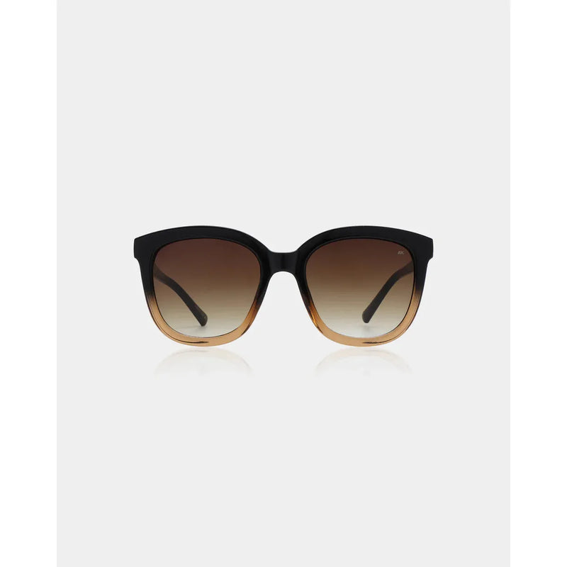 BILLY Large Round Frame Sunglasses Black/Gradient Brown