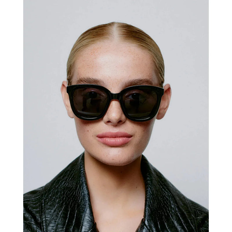 BILLY Large Round Frame Sunglasses Black