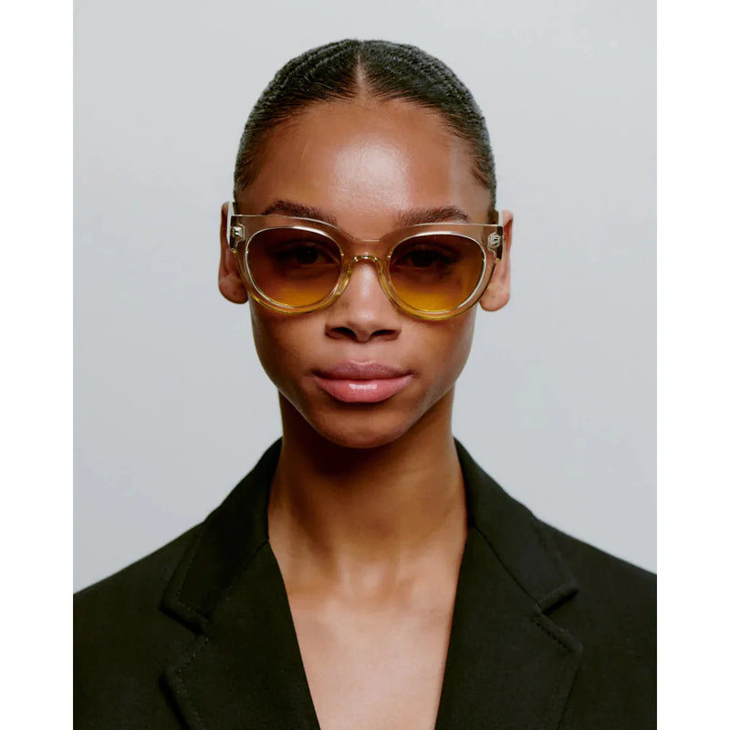 LILLY Large Round Frame Sunglasses Ecru