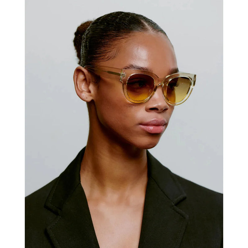 LILLY Large Round Frame Sunglasses Ecru