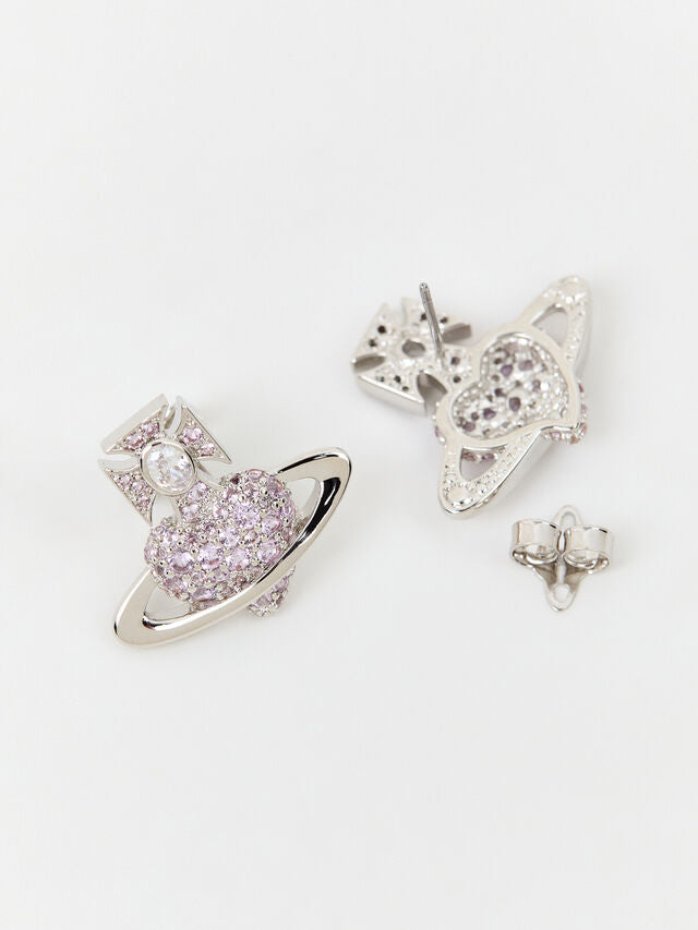 Agnatha Heart Earrings Platinum/Lilac/White CZ