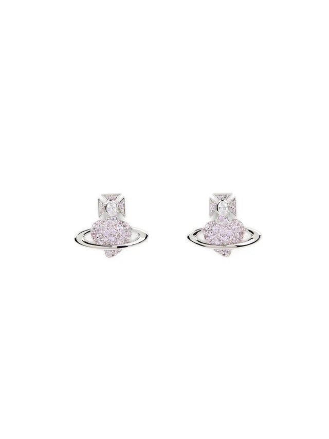 Agnatha Heart Earrings Platinum/Lilac/White CZ