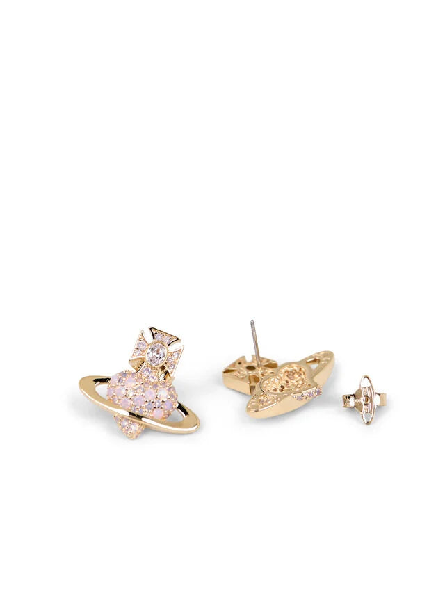 Agnatha Heart Earrings Gold/Milky Pink/White