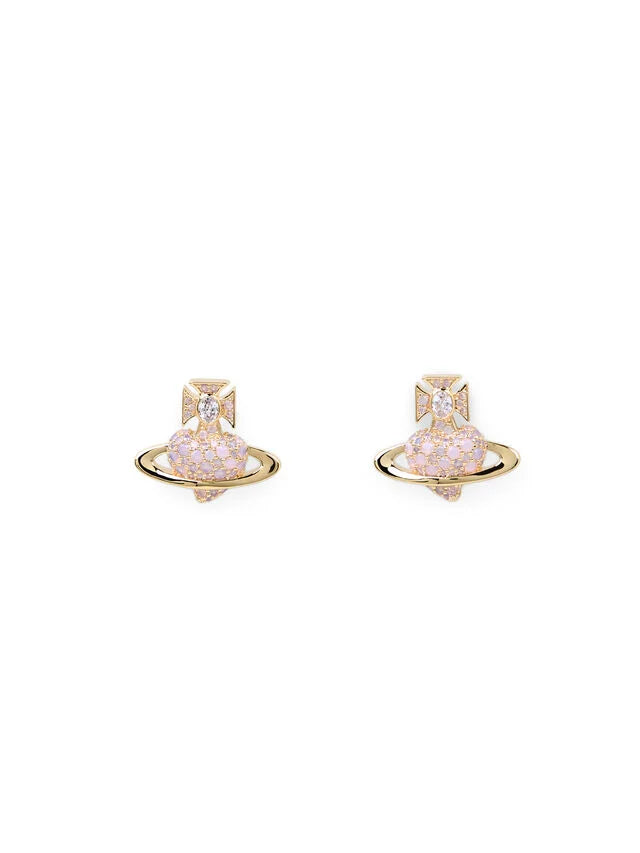 Agnatha Heart Earrings Gold/Milky Pink/White