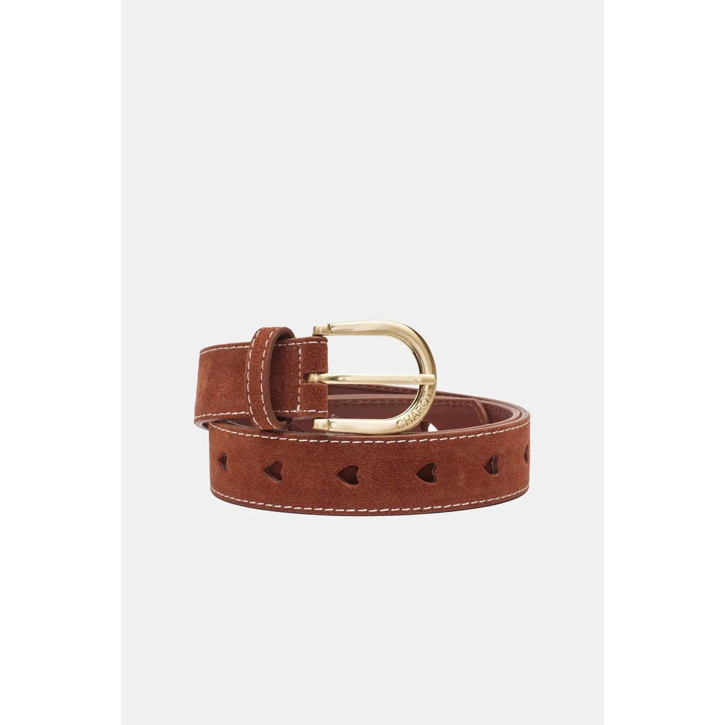 Cut It Out Heart Belt Cognac - AgathaBoutiqueLtd