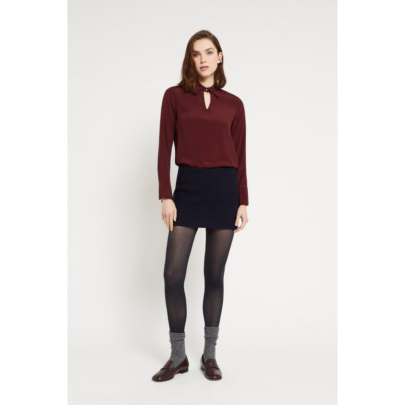 Flowy Jewel Detail Shirt Burgundy