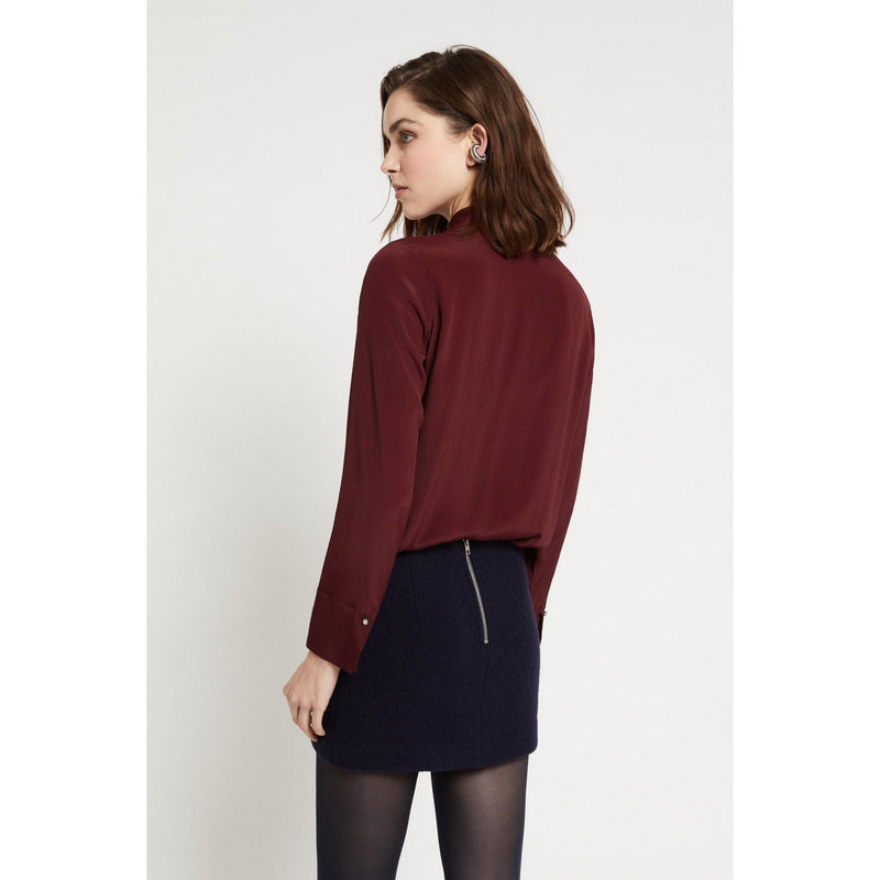 Flowy Jewel Detail Shirt Burgundy