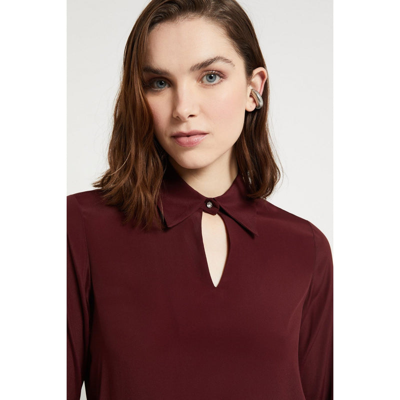 Flowy Jewel Detail Shirt Burgundy