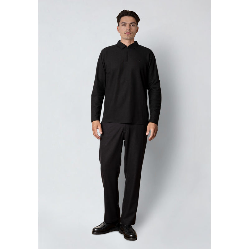 Joss Long Sleeve Cotton Polo Black