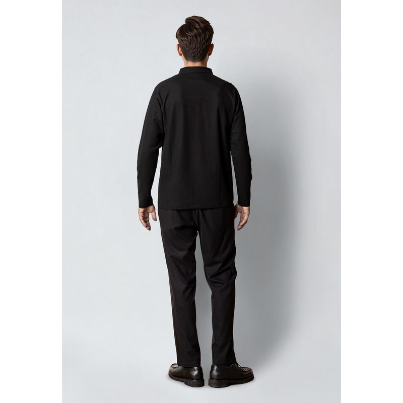 Joss Long Sleeve Cotton Polo Black
