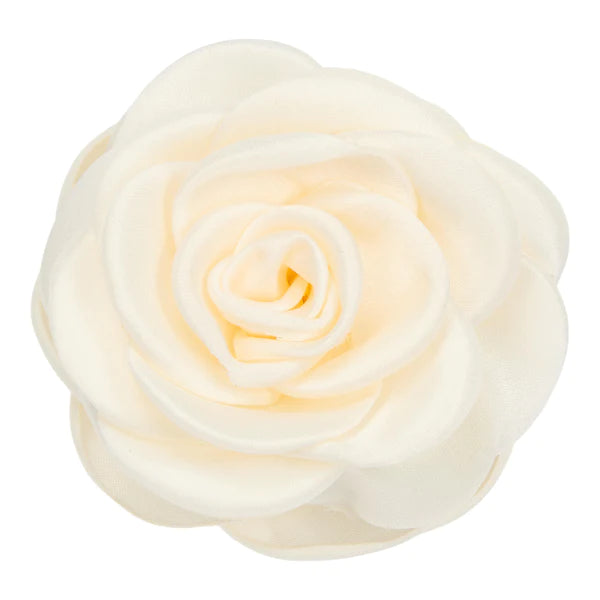 Giant Satin Rose Claw Hairclip Ivory