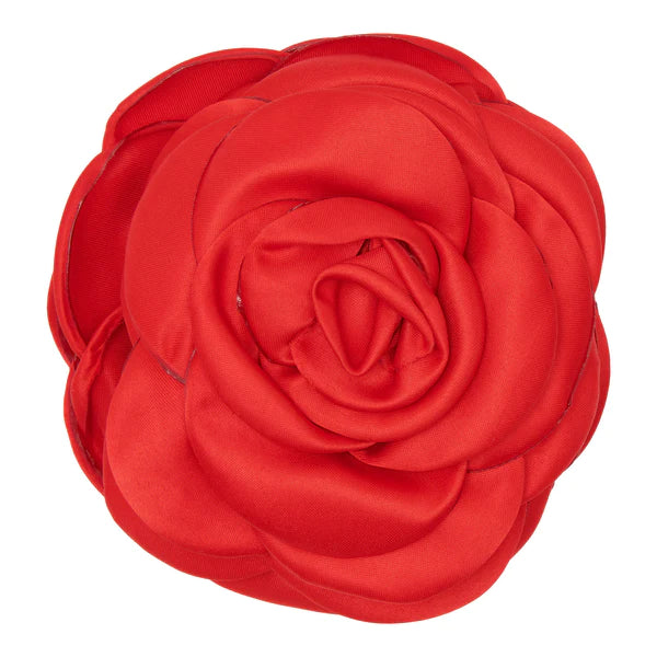 Giant Satin Rose Claw Hairclip Red