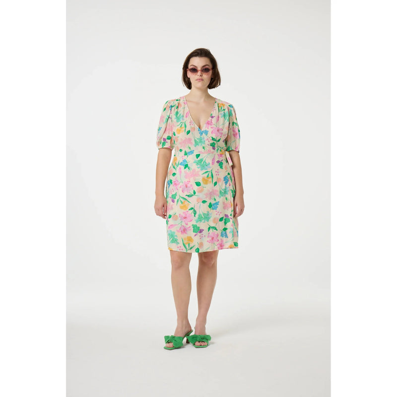 Cloe Wrap Dress Warm White Print