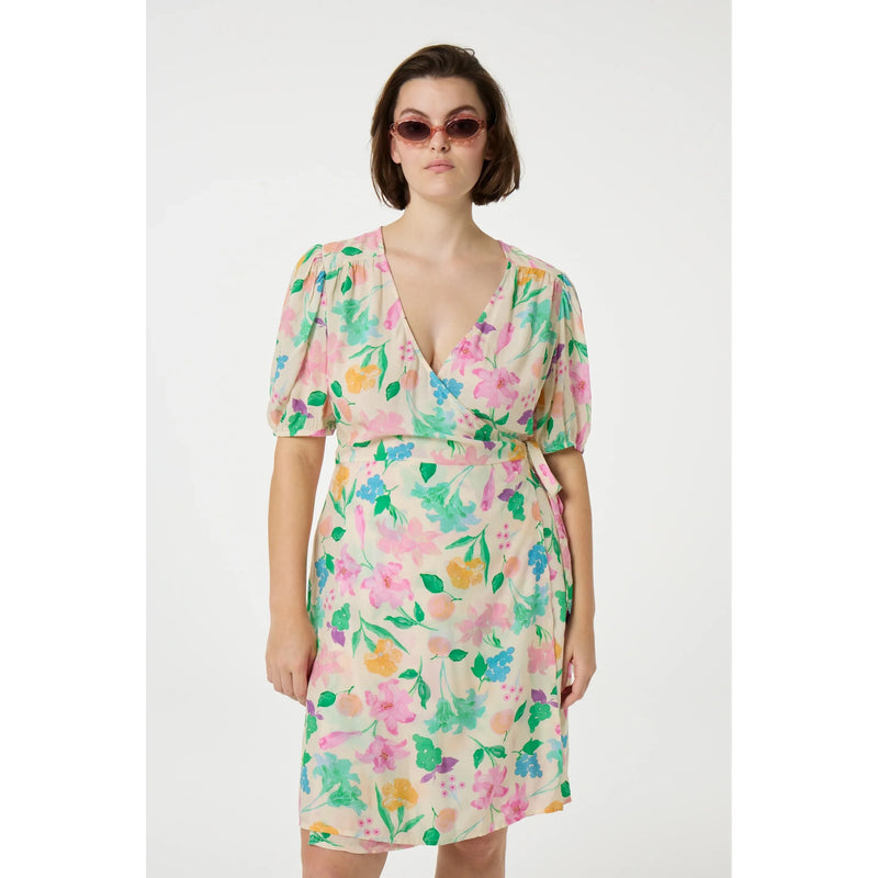 Cloe Wrap Dress Warm White Print