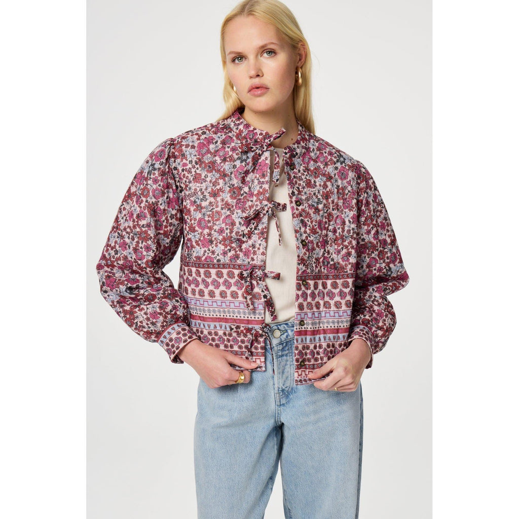 Patty Quilted Printed Jacket Cerise Red - AgathaBoutiqueLtd