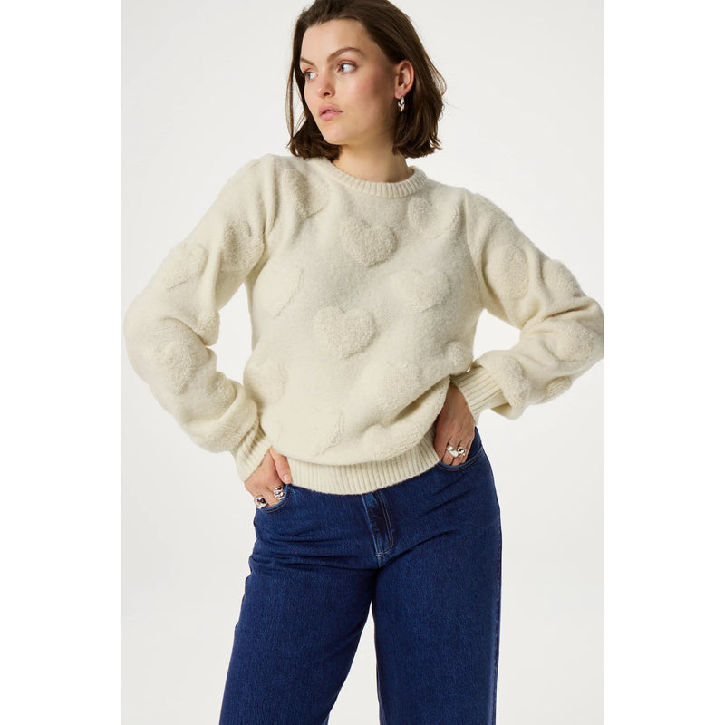 Bibian Heart Pullover Warm White