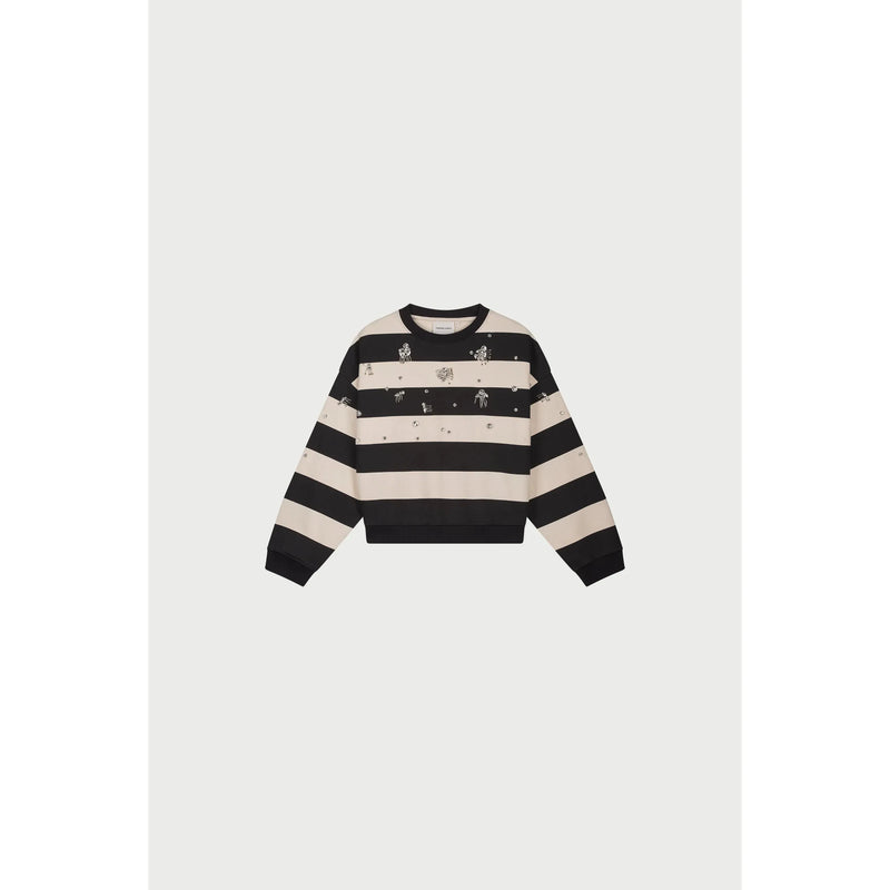 Ronny Embellished Stripe Sweater Cream/Black