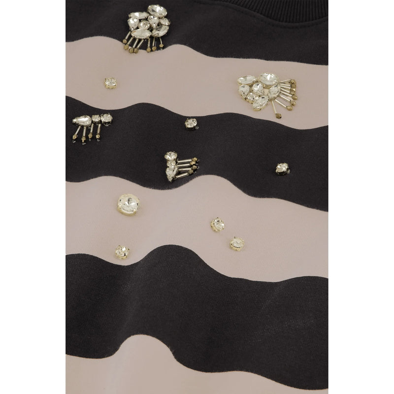 Ronny Embellished Stripe Sweater Cream/Black
