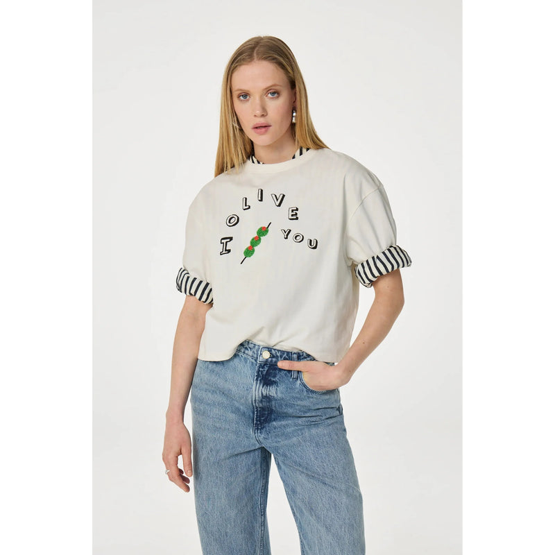 Benja Olive Embellished Off White