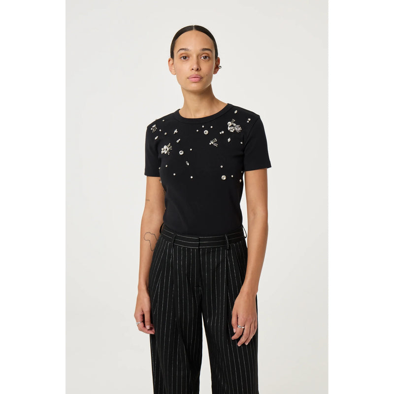 Bodi Glam Jewelled T-Shirt Black
