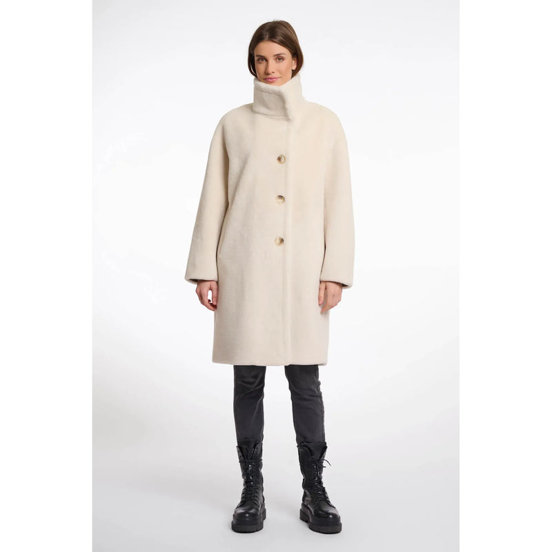 Cilou Faux Fur Coat With High Collar Birch