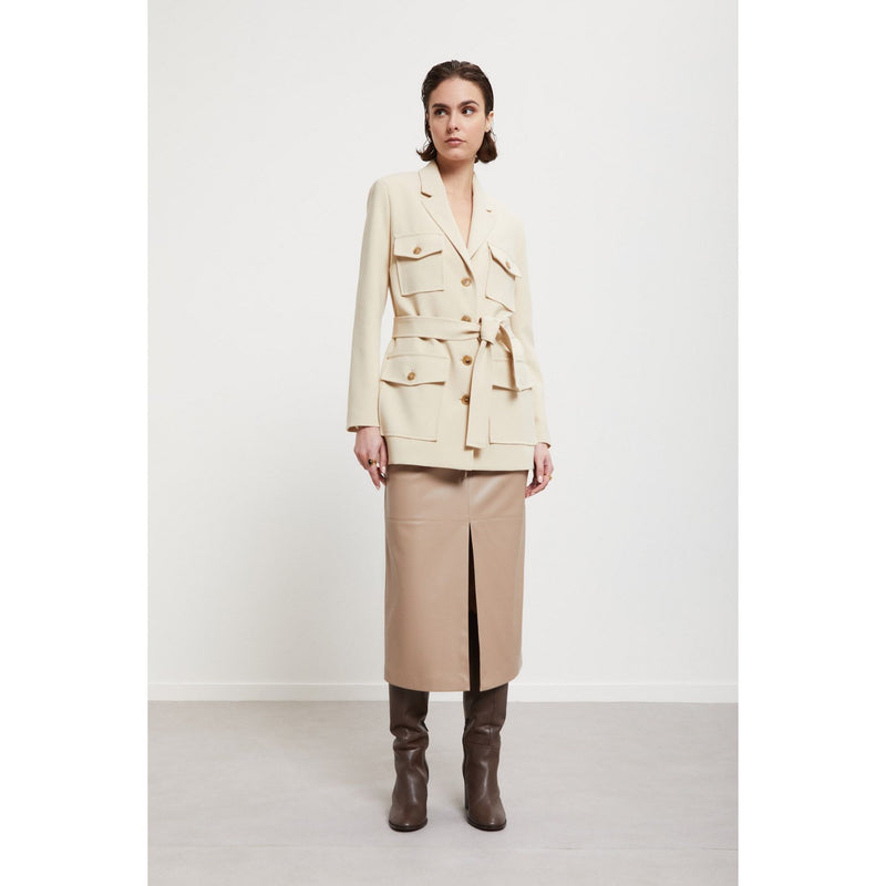 PU Midi Skirt Beige