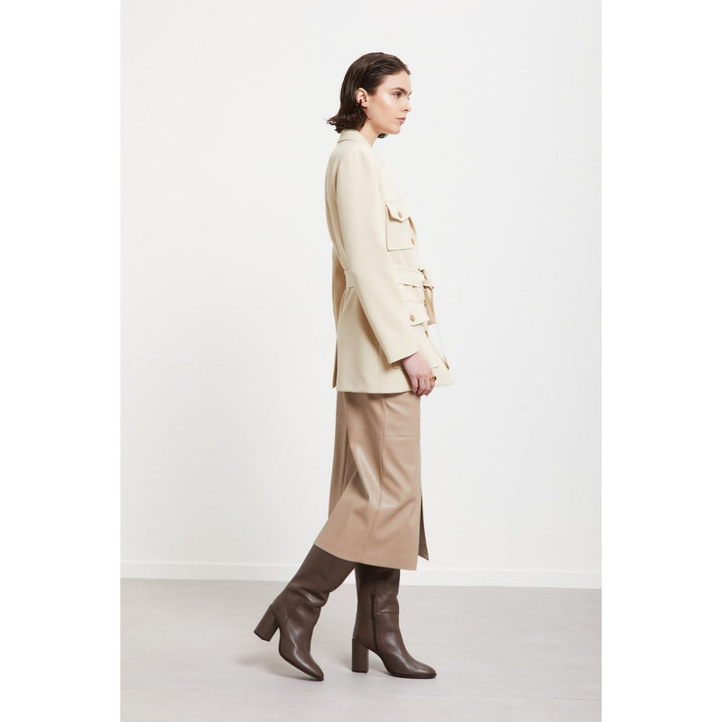 PU Midi Skirt Beige
