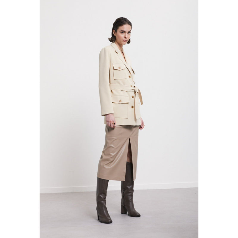 PU Midi Skirt Beige