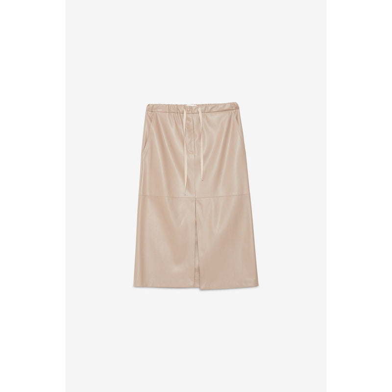 PU Midi Skirt Beige
