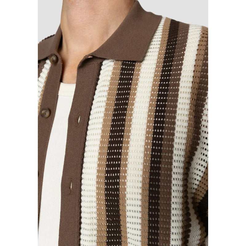 Clean Cut Copenhagen Daniel Shirt Ecru Brown Stripe