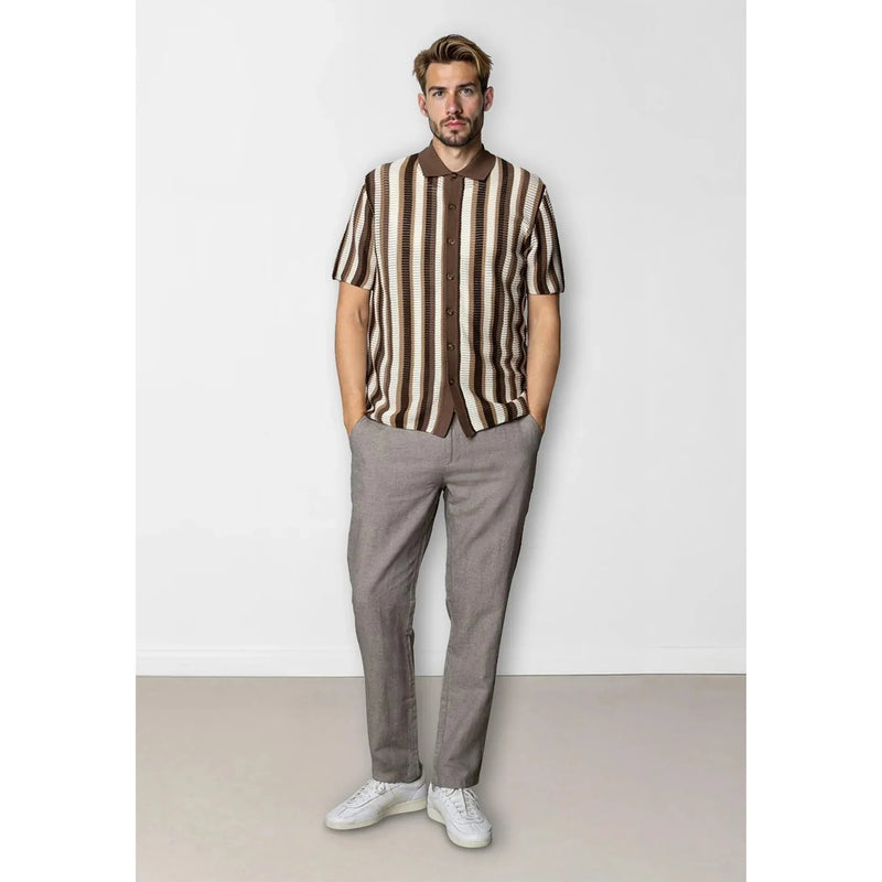 Clean Cut Copenhagen Daniel Shirt Ecru Brown Stripe