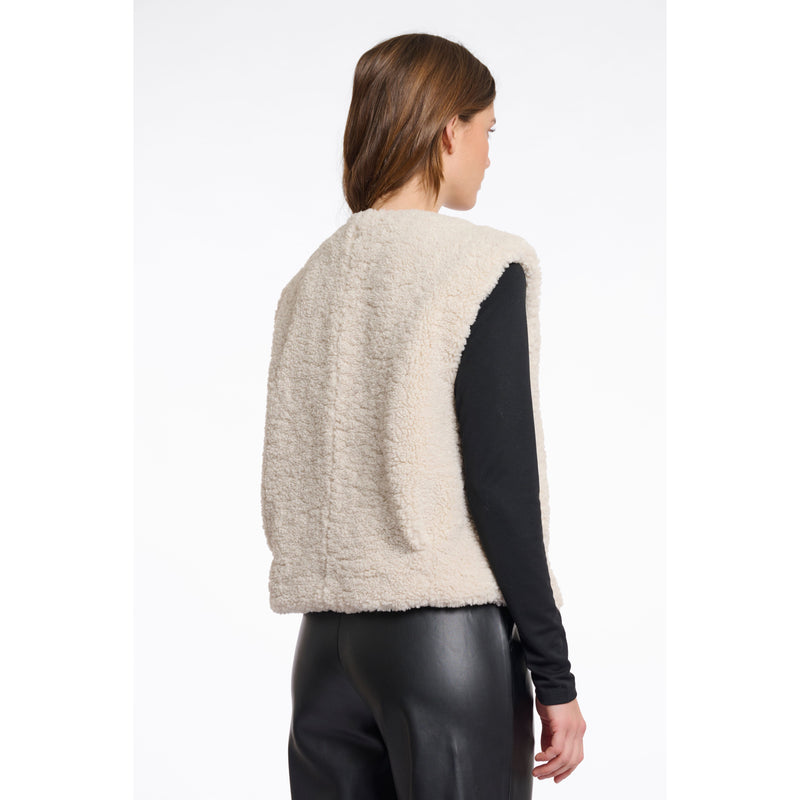 Frencie Cropped Teddy Waistcoat Ecru