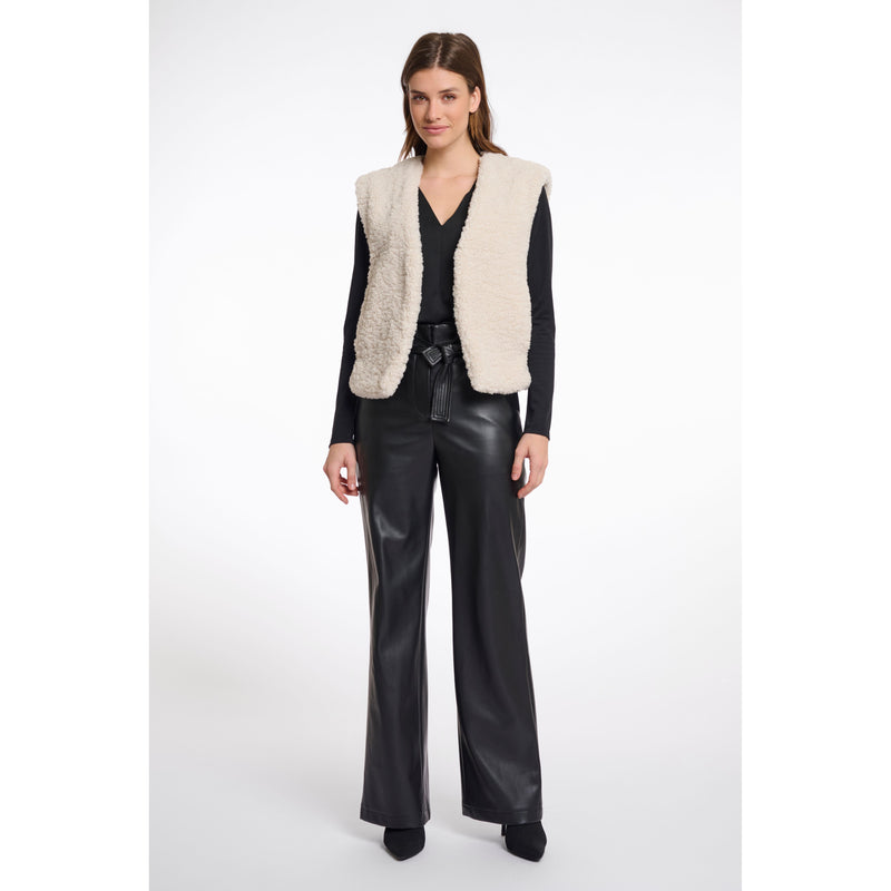 Frencie Cropped Teddy Waistcoat Ecru