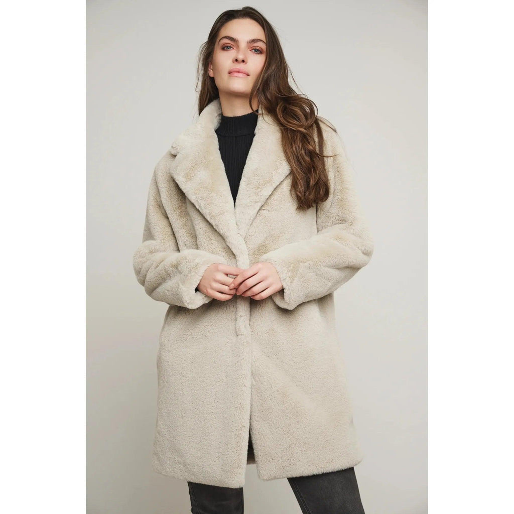 Geppe Midi Legnth Faux Fur Jacket Birch - AgathaBoutiqueLtd